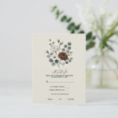 Witte Mocha Crème Moderne Bloemen Bruiloft RSVP Kaart (Staand voorkant)