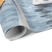 Witte moddervis op een meer. Waterverf schilderen Cadeaupapier (Rol Hoek)