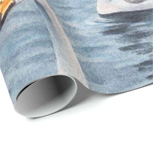 Witte moddervis op een meer. Waterverf schilderen Cadeaupapier (Rol Hoek)