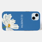 Witte moderne bloem aanpassen naam Case-Mate iPhone case (Achterkant (horizontaal))
