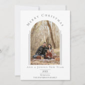 Witte moderne boog frame vakantie fotokaart feestdagenkaart (Voorkant)