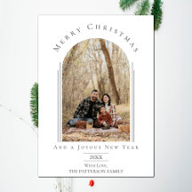 Witte moderne boog frame vakantie fotokaart