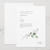 Witte Moderne Botanische Blad Bruiloft Kaart (Voorkant / Achterkant)