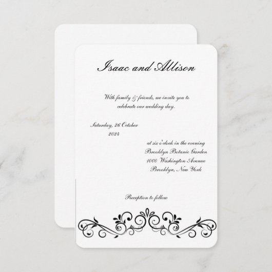 Witte moderne bruiloft uitnodiging - Elegant (Voorkant / Achterkant)