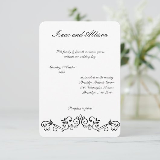 Witte moderne bruiloft uitnodiging - Elegant (Staand voorkant)