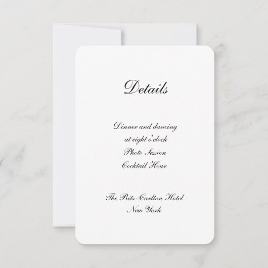 Witte moderne bruiloft uitnodiging - Elegant (Achterkant)