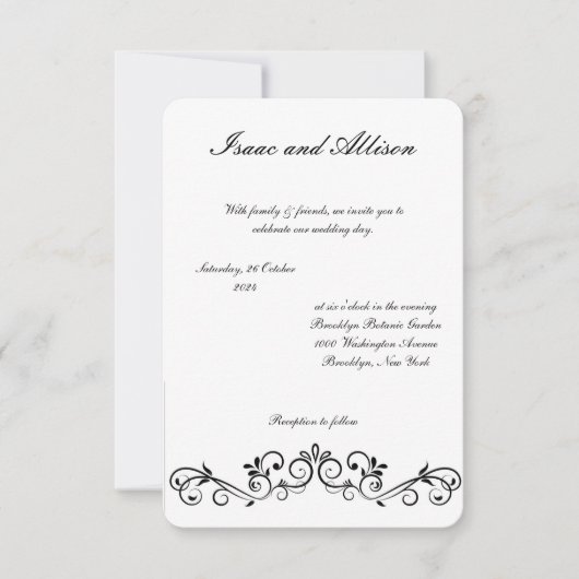 Witte moderne bruiloft uitnodiging - Elegant (Voorkant)