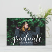 Witte Moderne Calligrafie Foto Afstuderen Kaart (Staand voorkant)