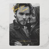 Witte Moderne Chique Minimale Foto Bruiloft Bedank Folie Uitnodiging (Voorkant)