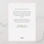 Witte Moderne Chique Minimale Foto Bruiloft Bedank Folie Uitnodiging (Achterkant)