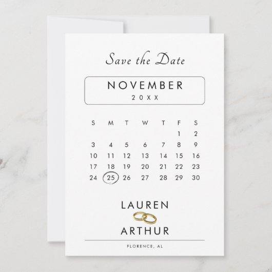 Witte Moderne Chique Minimale Foto Bruiloft Save The Date (Voorkant)