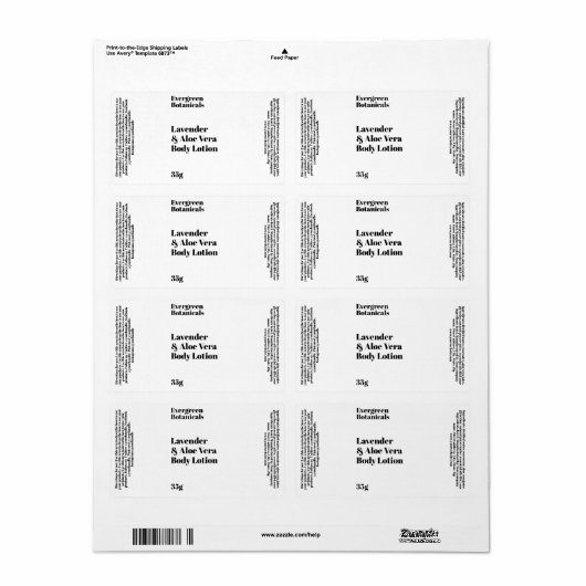 Witte Moderne Cosmetica Flessenetiket Etiket (Full Sheet)