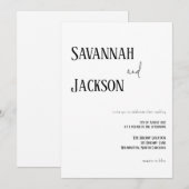 Witte Moderne Elegante Huwelijksuitnodiging Kaart (Voorkant / Achterkant)