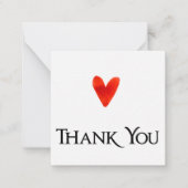 Witte Moderne Elegante Persoonlijke Nota Hart Dank Notitiekaartje (Voorkant)