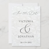 Witte moderne elegante scriptfoto save the date (Voorkant)