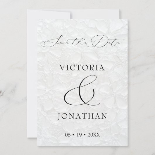 Witte moderne elegante scriptfoto save the date (Voorkant)
