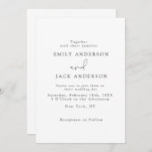 Witte moderne elegantie Chic bruiloft uitnodiging (Voorkant / Achterkant)