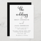 Witte Moderne Elegantie Chic Huwelijksuitnodiging Kaart (Voorkant / Achterkant)