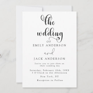 Witte Moderne Elegantie Chic Huwelijksuitnodiging Kaart