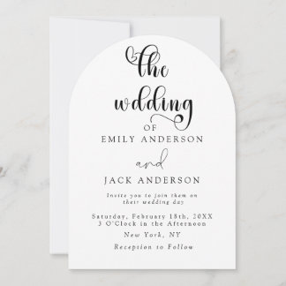 Witte Moderne Elegantie Chic Huwelijksuitnodiging Kaart