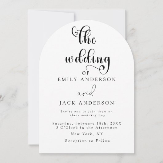 Witte Moderne Elegantie Chic Huwelijksuitnodiging Kaart (Voorkant)