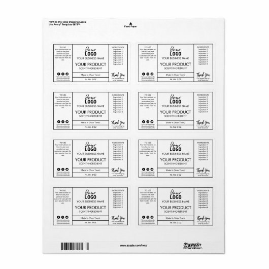 Witte moderne etiketten van bakken en lichaamseige (Full Sheet)