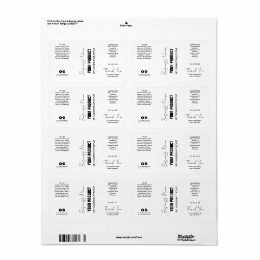 Witte moderne flaconetiketten etiket (Full Sheet)