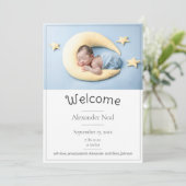 Witte moderne foto geboorte aankondiging (Staand voorkant)