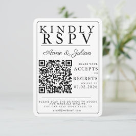 Witte Moderne Foto RSVP Invoegen QR-code Kaartje