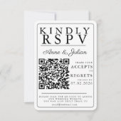 Witte Moderne Foto RSVP Invoegen QR-code Kaartje (Voorkant)
