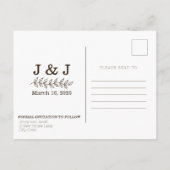 Witte moderne Fotocollage datums Save the Date Briefkaart (Achterkant)