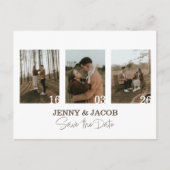 Witte moderne Fotocollage datums Save the Date Briefkaart (Voorkant)