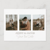 Witte moderne fotocollage Save the Date Briefkaart (Voorkant)