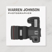 Witte moderne fotograaf QR-code Vierkante Visitekaartje (Voorkant)