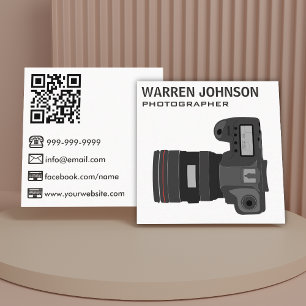 Witte moderne fotograaf QR-code Vierkante Visitekaartje