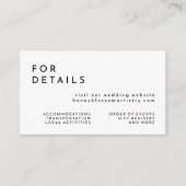 Witte moderne gewaagde bruiloft website informatiekaartje (Voorkant)