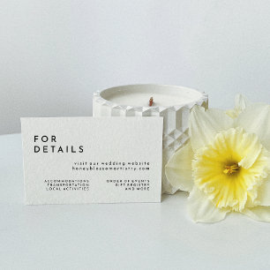 Witte moderne gewaagde bruiloft website informatiekaartje