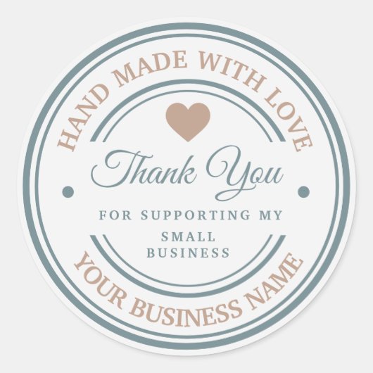 Witte moderne handgemaakt met liefde | Dank u wel Ronde Sticker (Voorkant)