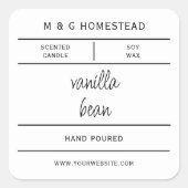 Witte Moderne Handgemaakte Kaars Product Label (Voorkant)