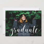 Witte Moderne Kalligrafie Foto Afstuderen Kaart (Voorkant)
