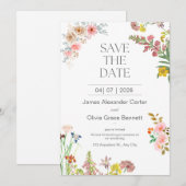 Witte Moderne Klassieke Bloem Wilde Bloem Landelij Kaart (Voorkant / Achterkant)