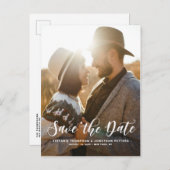 Witte Moderne Klassieke kalligrafie Sparen de Datu Aankondigingskaart (Voorkant / Achterkant)