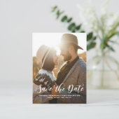 Witte Moderne Klassieke kalligrafie Sparen de Datu Aankondigingskaart (Staand voorkant)