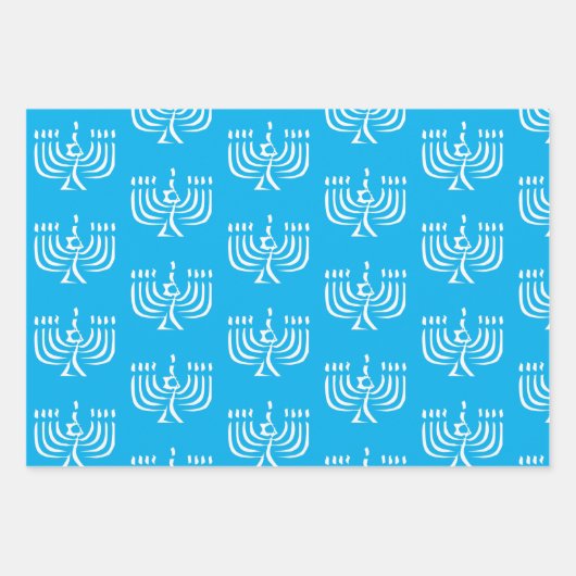 Witte moderne Menorah-papierbladen Inpakpapier Vel (Voorkant)