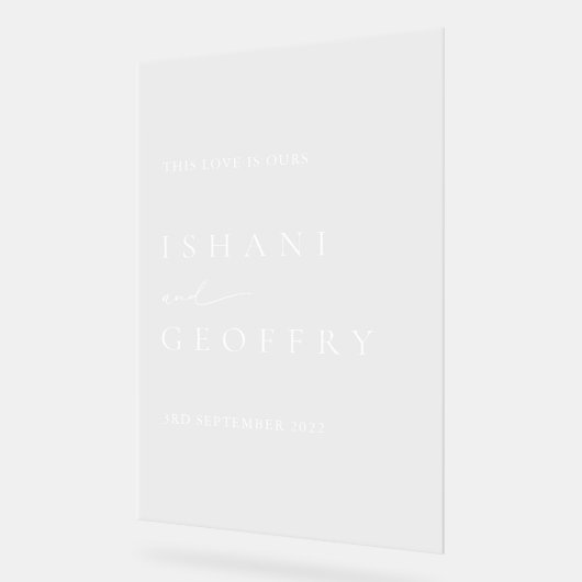 Witte Moderne Minimale Bruiloft Acryl Welkomstbord Acryl Bord (Hoek)