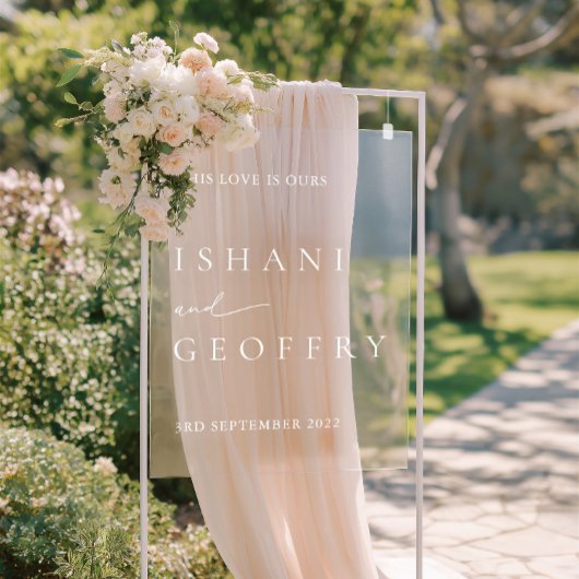 Witte Moderne Minimale Bruiloft Acryl Welkomstbord Bord