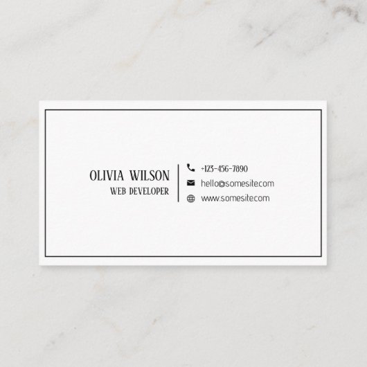 Witte moderne minimalist visitekaartje (Achterkant)