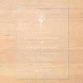 Witte moderne minimalistische bloemenboeket bruilo acryl uitnodigingen (Voorkant)