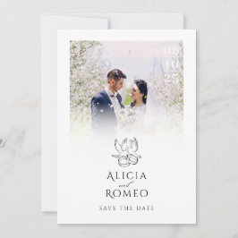 Witte moderne minimalistische foto bruiloft save the date