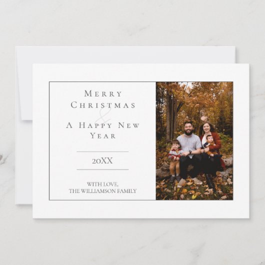 Witte Moderne Minimalistische Foto Vakantie Kaart (Voorkant)